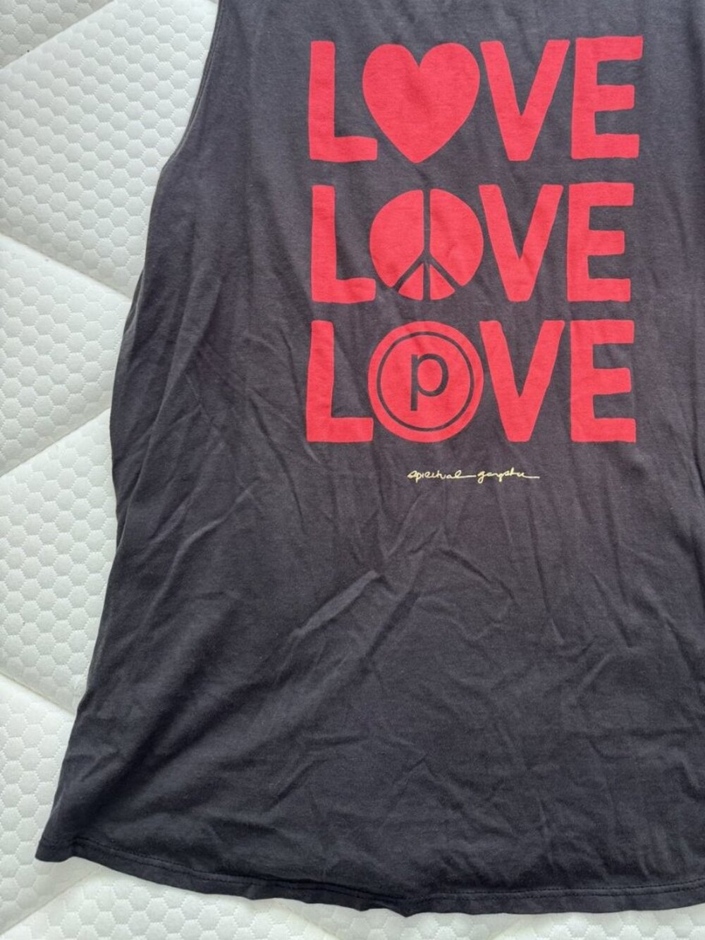 Spiritual Gangster x Pure Barre LOVE LOVE LOVE Muscle Tank, Charcoal, XL